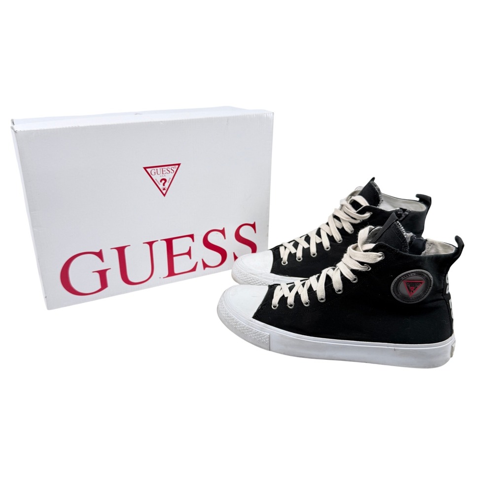 GUESS Verona Hi Black High Top Sneakers Mens 9 Womens 11 Canvas Lace Up With Box